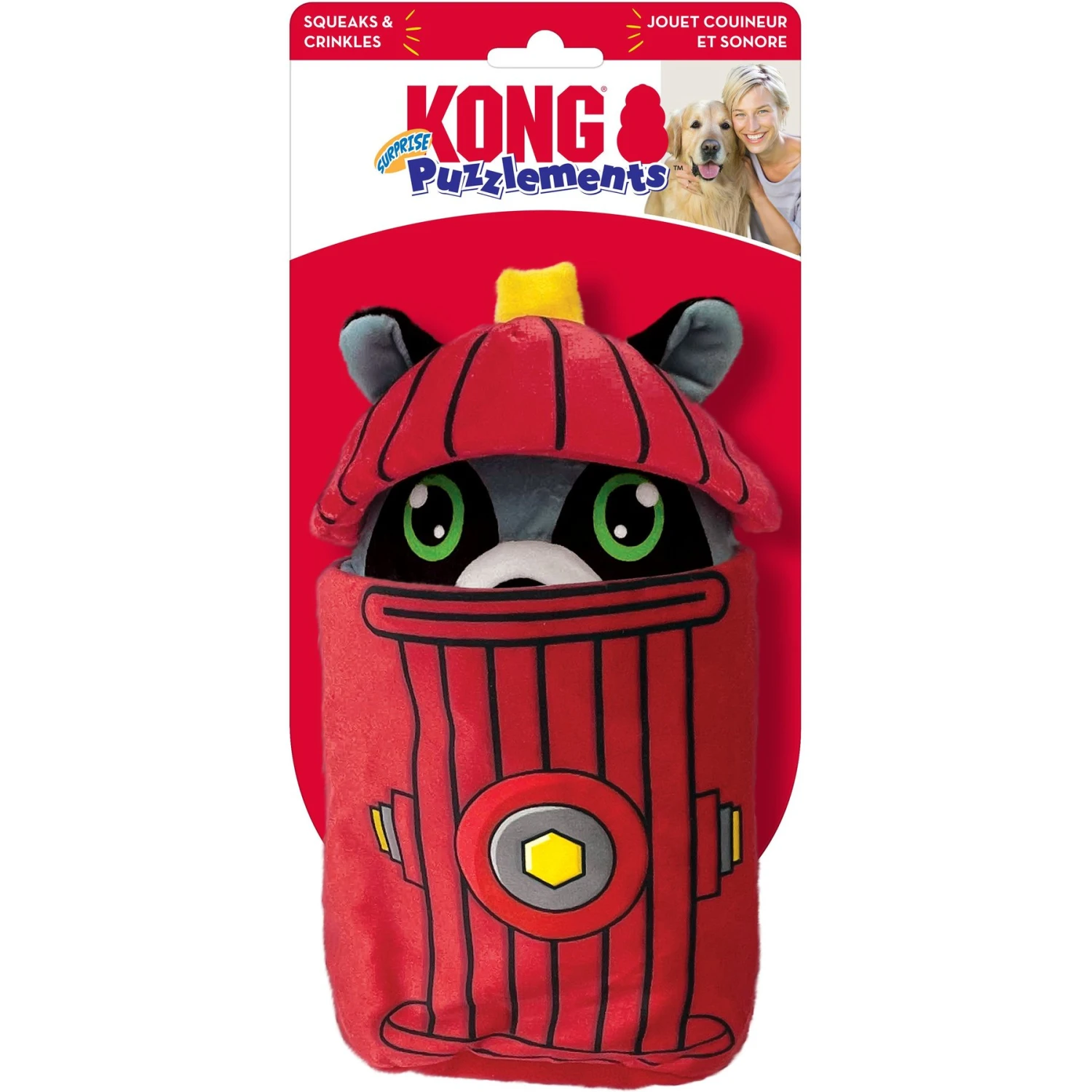 KONG Puzzlements Surprise Fire Hydrant Squeaky Plush Dog Toy 5 KONG Puzzlements Surprise Fire Hydrant Squeaky Plush Dog Toy - Image 3