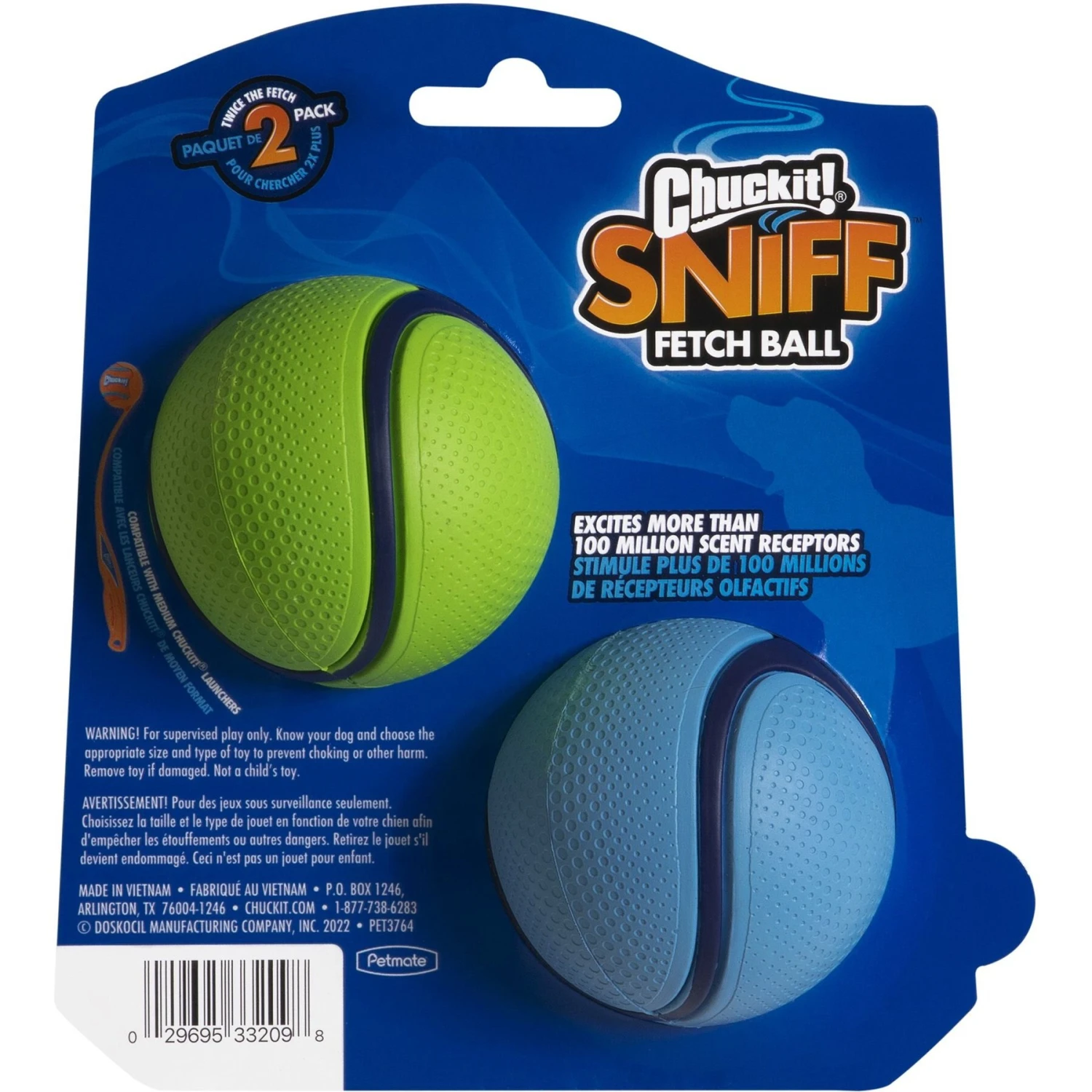 Chuckit! Sniff Fetch Balls Duo Dog Toy, Medium 4 Chuckit! Sniff Fetch Balls Duo Dog Toy, Medium - Image 2
