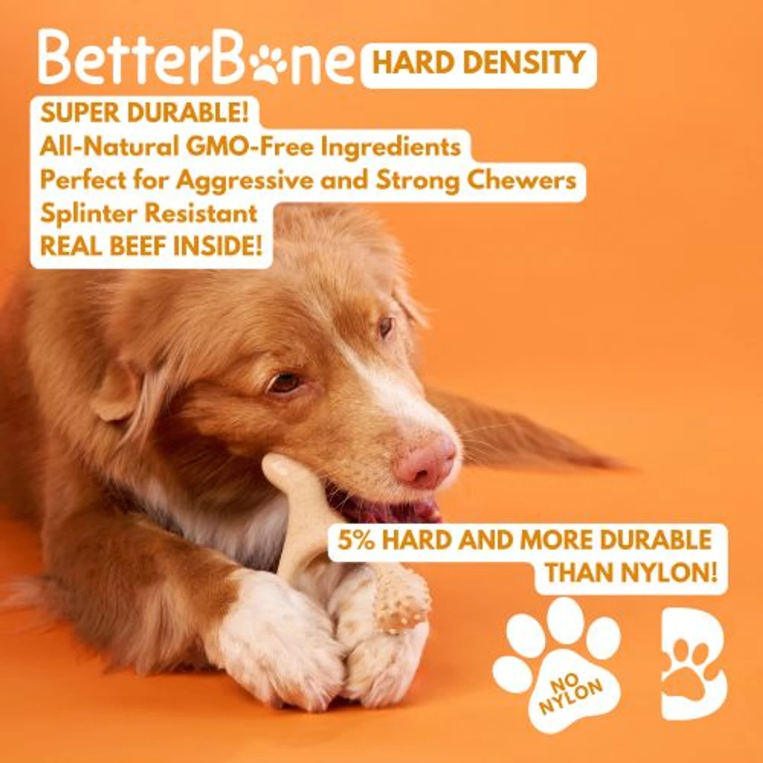 BetterBone Tough Beef Dog Toy, Natural 5 BetterBone Tough Beef Dog Toy, Natural - Image 3
