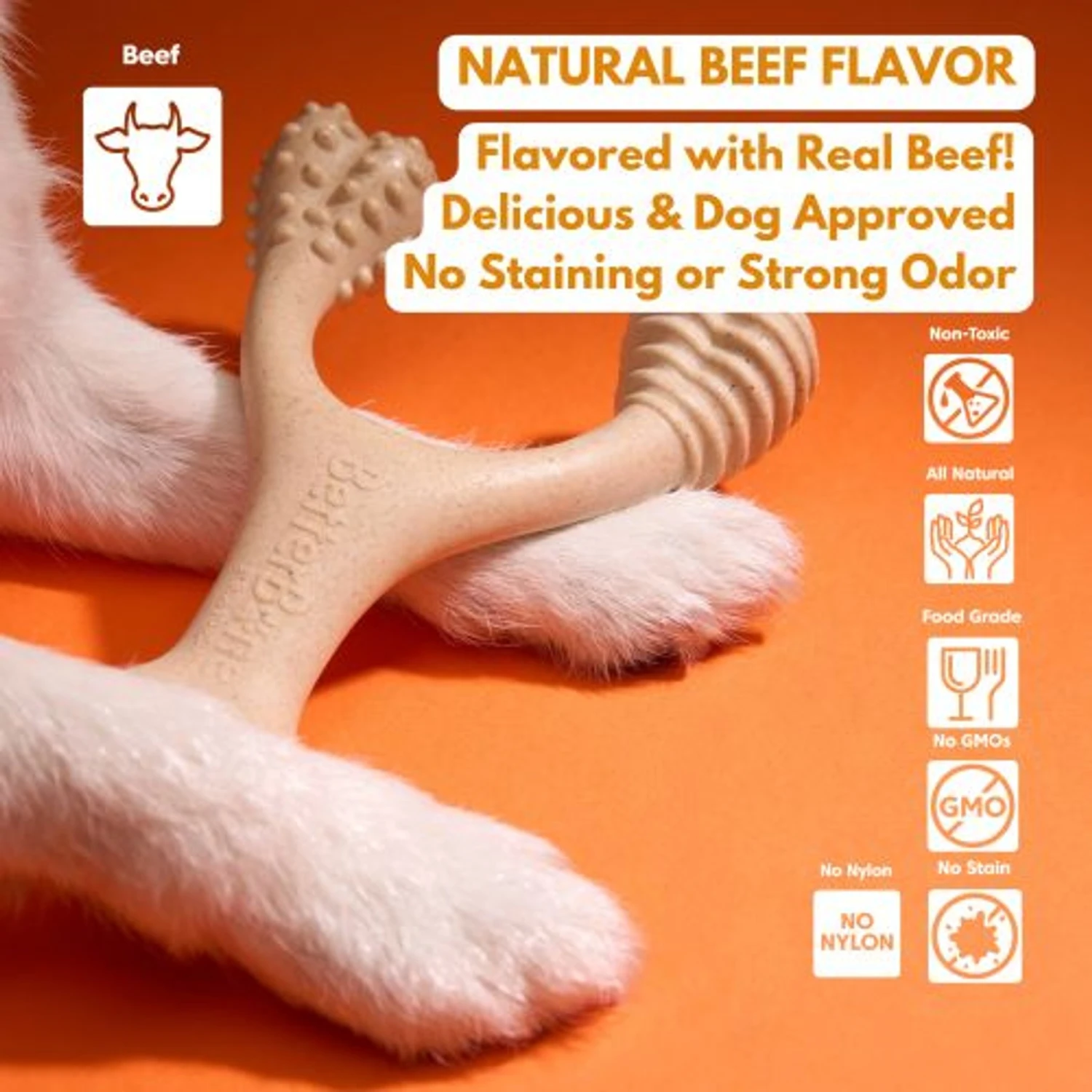 BetterBone Tough Beef Dog Toy, Natural 7 BetterBone Tough Beef Dog Toy, Natural - Image 5