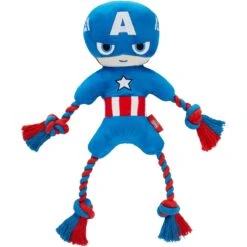 Marvel 's Captain America Plush With Rope Squeaky Dog Toy + 3 Items -Pet Dog Toys 929454 PT1. AC SS1800 V1690898795