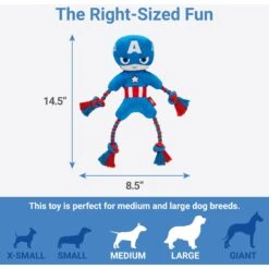 Marvel 's Captain America Plush With Rope Squeaky Dog Toy + 3 Items -Pet Dog Toys 929454 PT2. AC SS1800 V1690896586