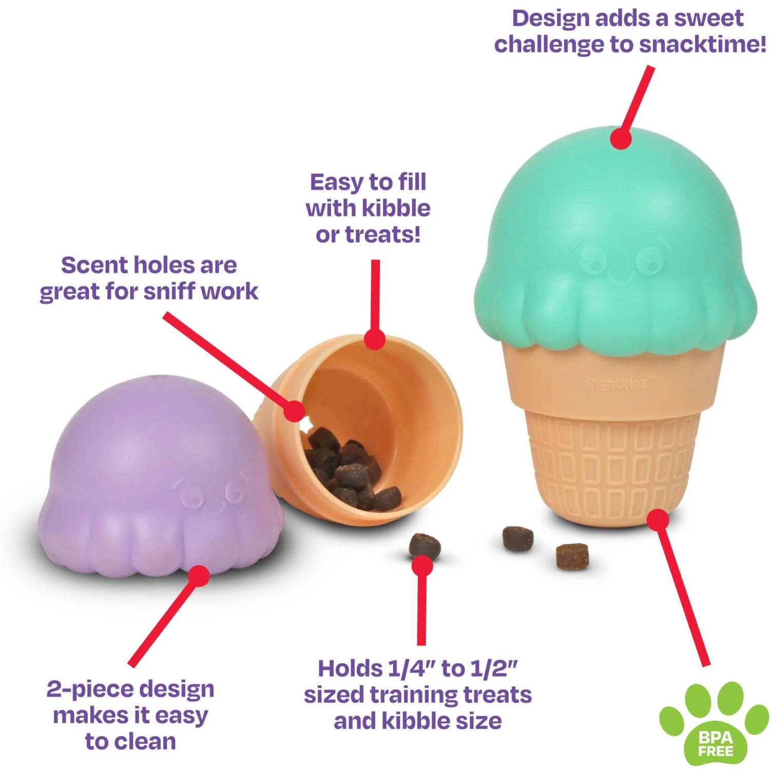 Brightkins Large Ice Cream Treat Dispenser Dog Toy 4 Brightkins Large Ice Cream Treat Dispenser Dog Toy - Image 2