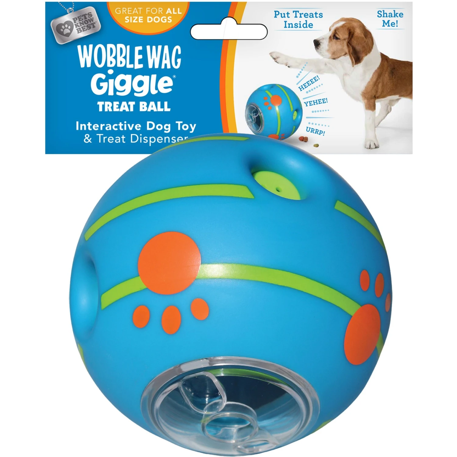 Wobble Wag Giggle Treat Dispensing Squeaky Ball Dog Toy, Blue 3 Wobble Wag Giggle Treat Dispensing Squeaky Ball Dog Toy, Blue