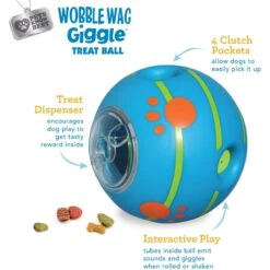 Wobble Wag Giggle Treat Dispensing Squeaky Ball Dog Toy, Blue 12 Wobble Wag Giggle Treat Dispensing Squeaky Ball Dog Toy, Blue -Pet Dog Toys 939670 PT2. AC SS1800 V1692635423
