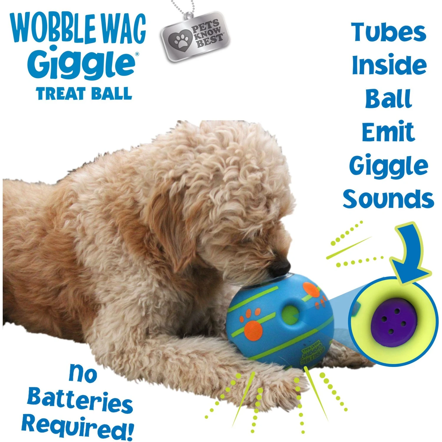 Wobble Wag Giggle Treat Dispensing Squeaky Ball Dog Toy, Blue 7 Wobble Wag Giggle Treat Dispensing Squeaky Ball Dog Toy, Blue - Image 5